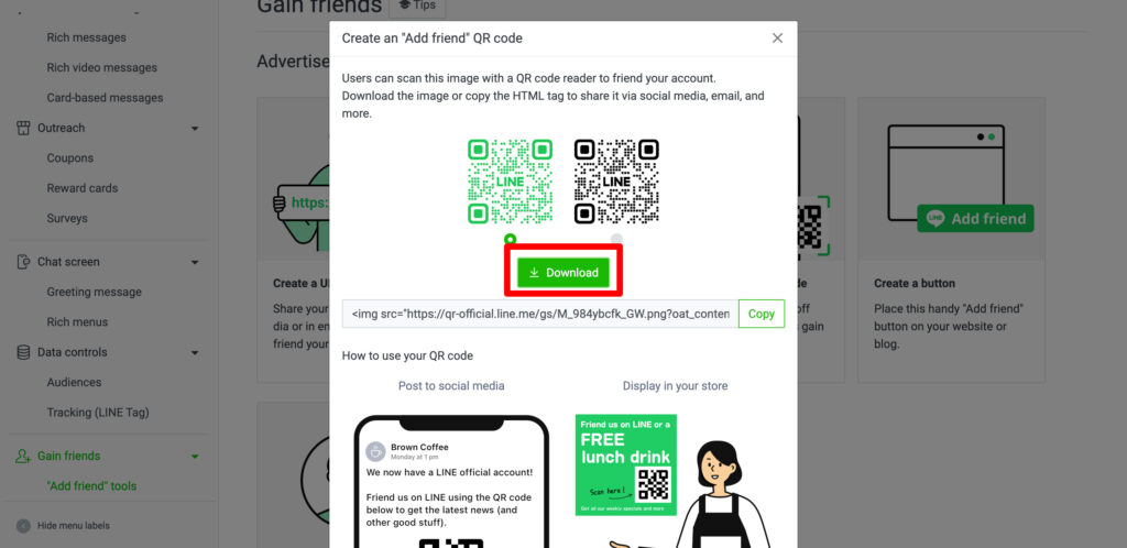 line official account download qr code