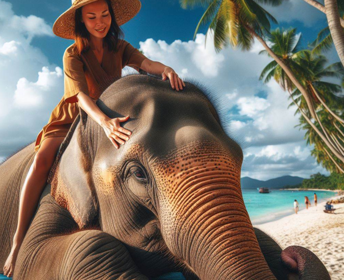 セブ島でマッサージを受ける象